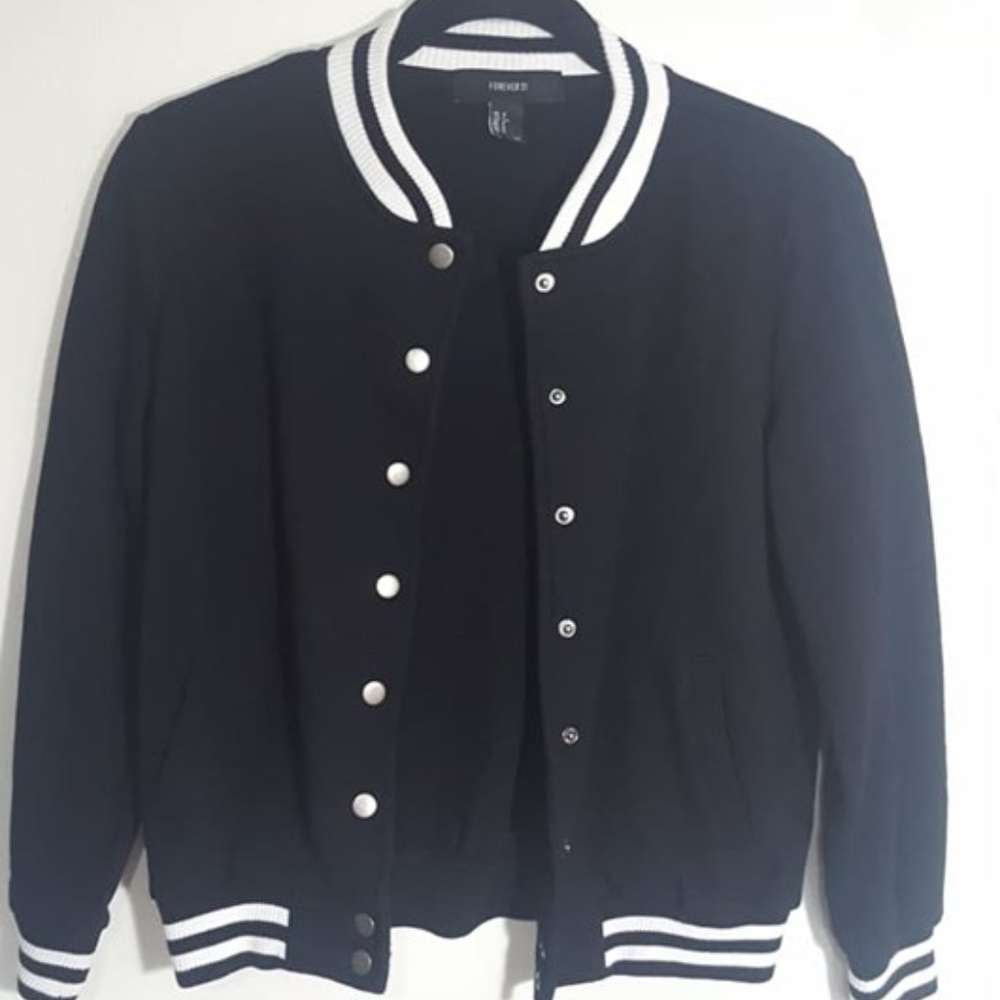 Forever 21 Bomber Jacket Black S Small